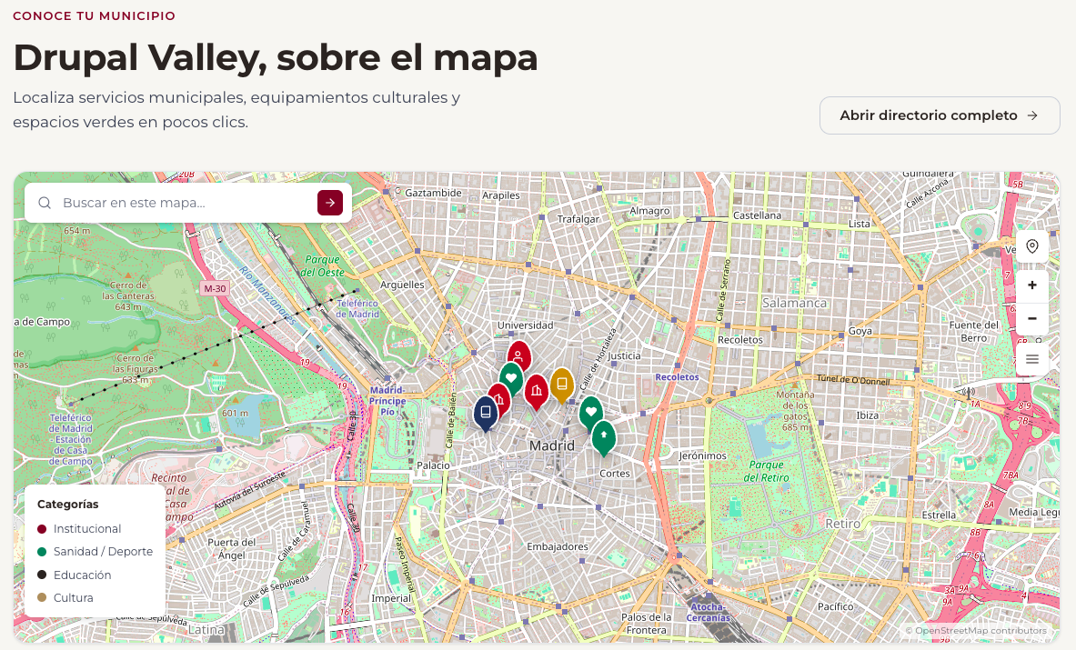 Mapa interactivo y búsqueda